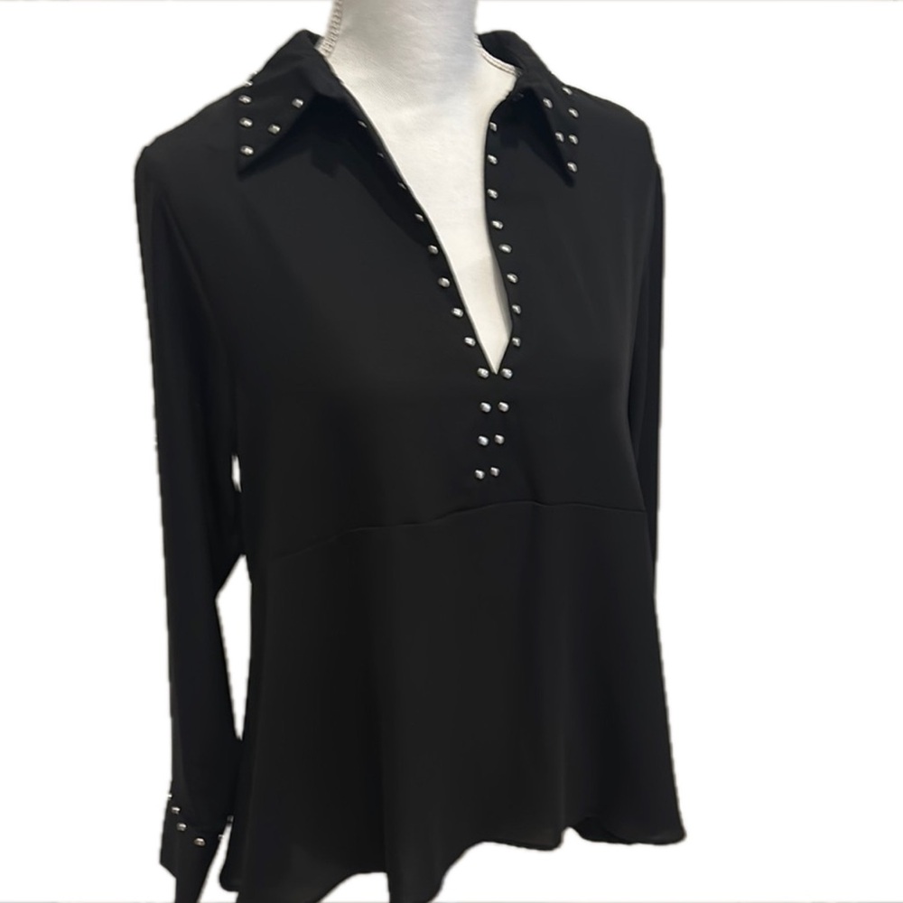 Zara Black Embellished Relaxed Blouse
